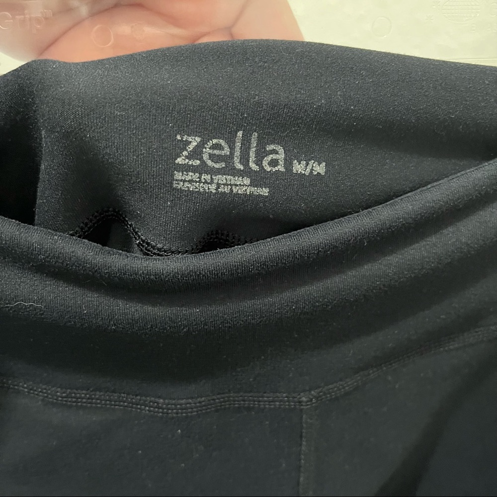 Zella Black Crop Mesh Ankle Stripe Leggings Activewear Pants Womens Size M - Picture 9 of 10